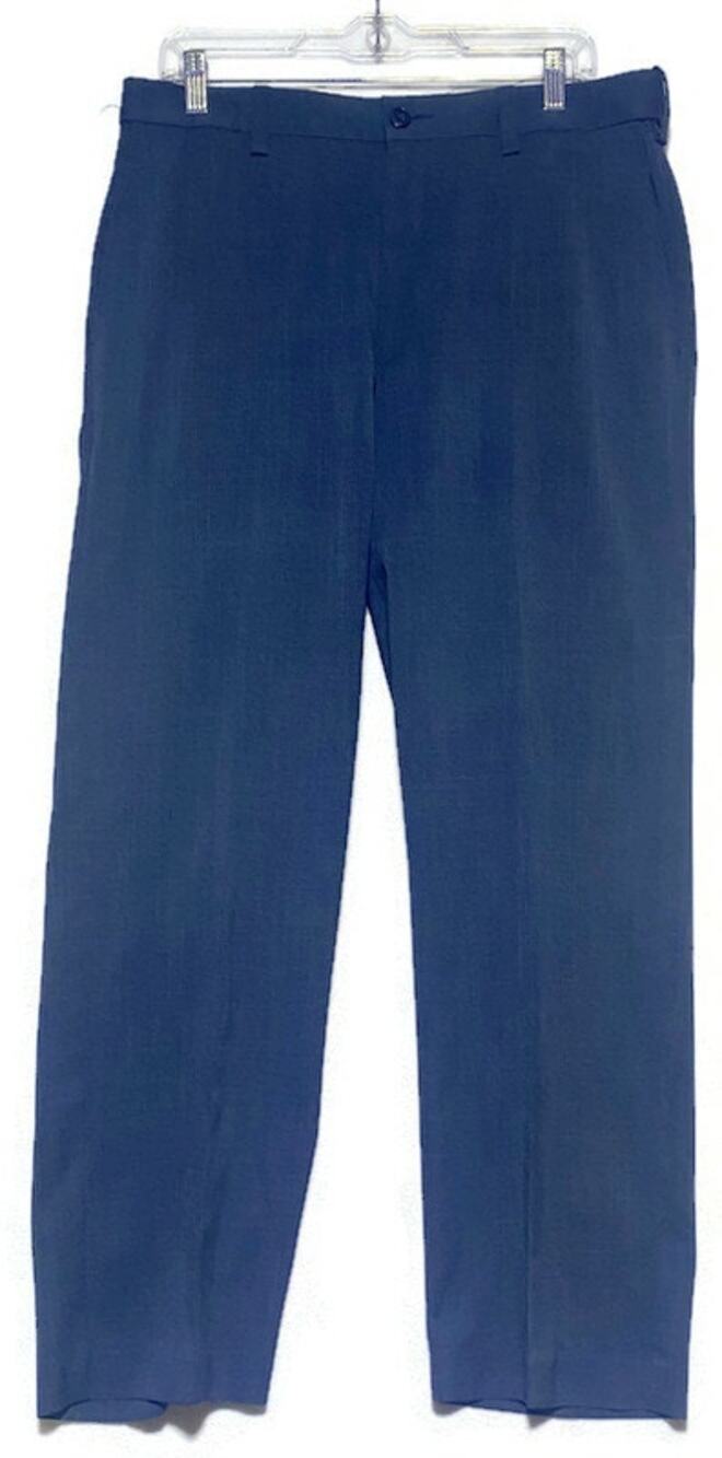 Savane Men's 34x30 Dark Blue Polyester Flat Front Dress Pants